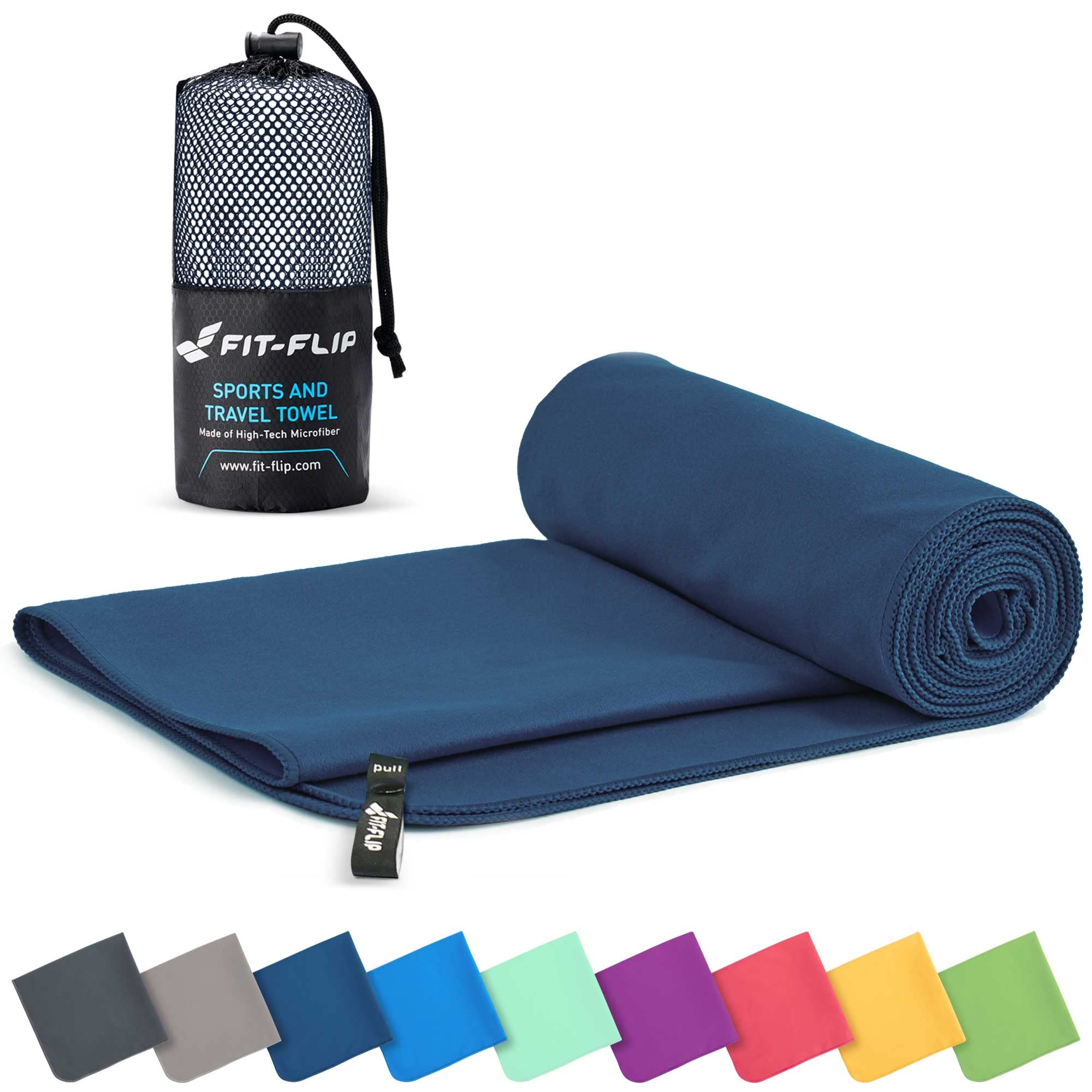Fit-Flip Microfibre Towel in All Colours and Sizes, Lightweight, Sports and Trav