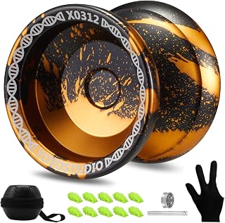 YOYOSTUDIO X0312 Yoyo Professional Responsive Yoyo for Kids 8-12 & Adults | Finger Spin Trick Yo Yo for Kids Adults with Unresponsive Metal Yoyo Bearing Kit, 10 Yo-Yo Strings, Case & Glove - Black Gold
