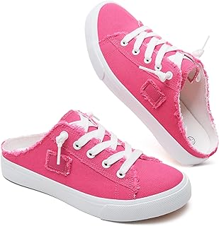 BENPAO Women's Slip on Sneakers Canvas Slip ons Shoes Fashion Comfortable Mules Womens Non Slip Loafers Casual Backless Shoes