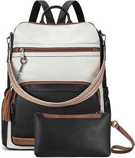 BOSTANTEN Leather Laptop Backpack for Women Shoulder Handbag Travel Purse