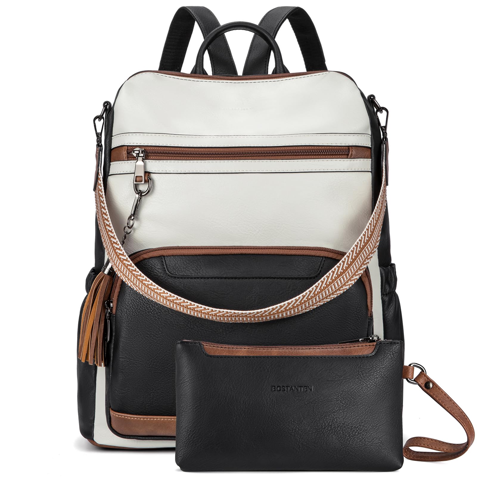 BOSTANTEN Leather Laptop Backpack for Women Shoulder Handbag Travel Purse