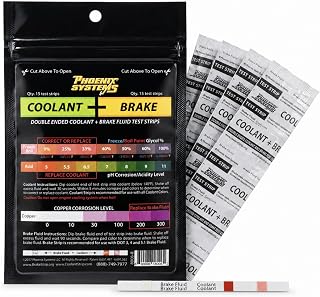 Phoenix Systems 15-Pack Double-Ended Brake Fluid &amp; Coolant Test Strips | Ideal for Service Centers, Tests DOT 3/4/5.1 Brake Fluids and All Coolant Types/Colors