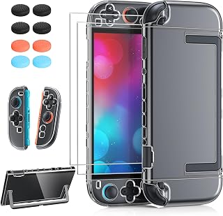 FYOUNG Upgrade Switch 2 Protective Case&Screen Protector Set,Dockable Cover | Hard Shell for Nintendo Switch 2 2025 Console Accessories,Travel-Friendly,Kickstand Cutouts(Clear, for Switch 2 7.9inch)