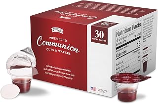 Prefilled Communion Cup and Wafer Set - Box of 30 Bread and Grape Juice
