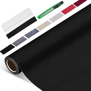 Suede Wrap for Car Interior 16" x 59" - Black Self Adhesive Suede Fabric, Easy Peel Suede Interior Wrap for Car &amp; Home Decor