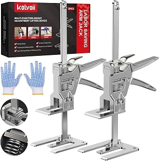 Kolvoii Labor Saving Arm Jack 2 Pack, 9.5 in Lift Range, Hand Lifting Jack | Stainless Steel and Aluminum Arm Jack with 9.5 in Lift Range for Cabinet, Door, Window, Drywall and Furniture Installation