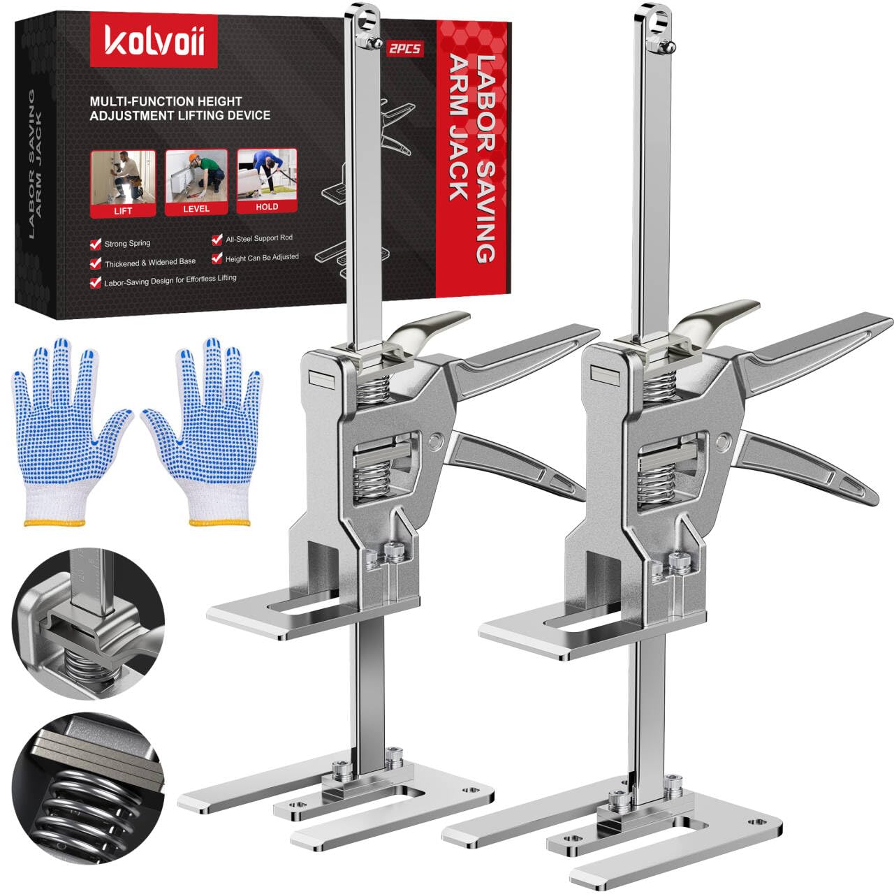Kolvoii Labor Saving Arm Jack 2 Pack, 9.5 in Lift Range, Hand Lifting Jack | Sta
