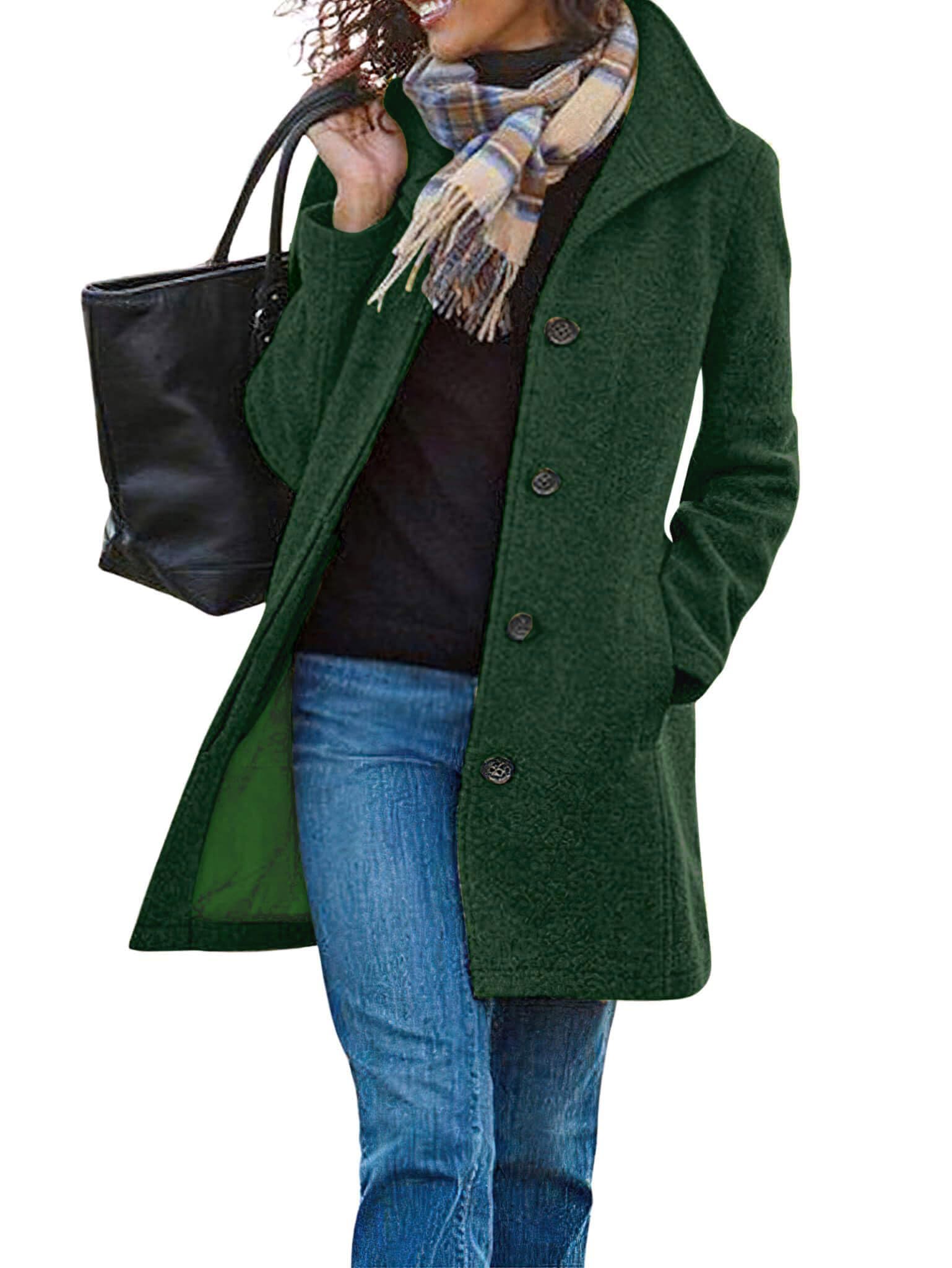 CHARTOU Women's Casual Thick Wool Blend Stand Collar Coat