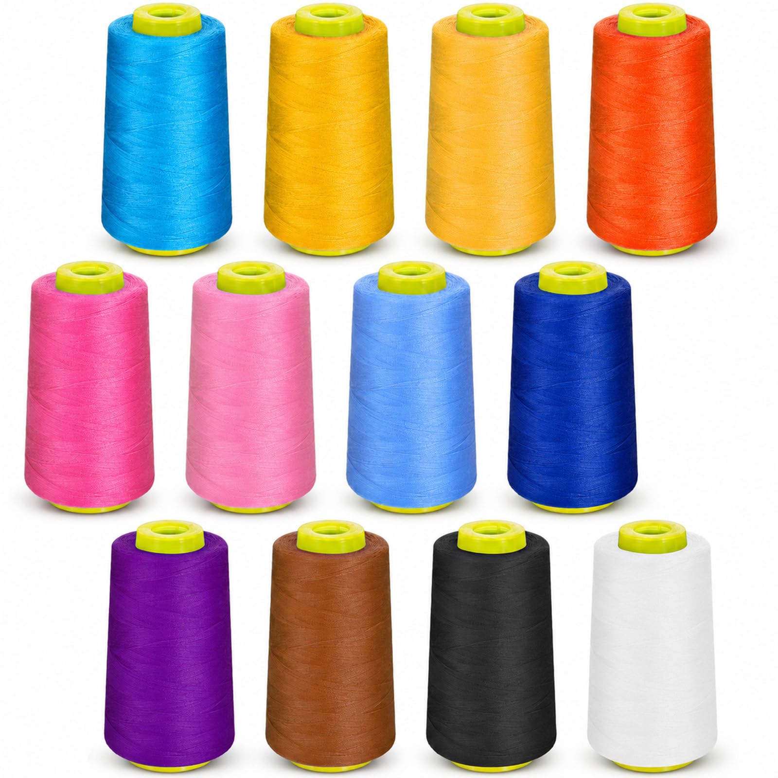 EIHPDEI 12 Pack Serger Thread Cones, 3000 Yards Each Spool, Overlock Thread | Mu