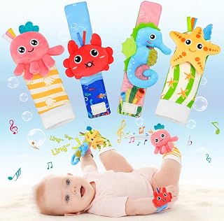 Zendstanding Rattle Socks for Babies 0-6 Months, Baby Wrist Rattles Set | Baby Toys 0-6 Months, Infant Sensory Rattle Toy, Newborn Baby Shower Gifts, 0-3 6-12 Months Baby Boys Girls