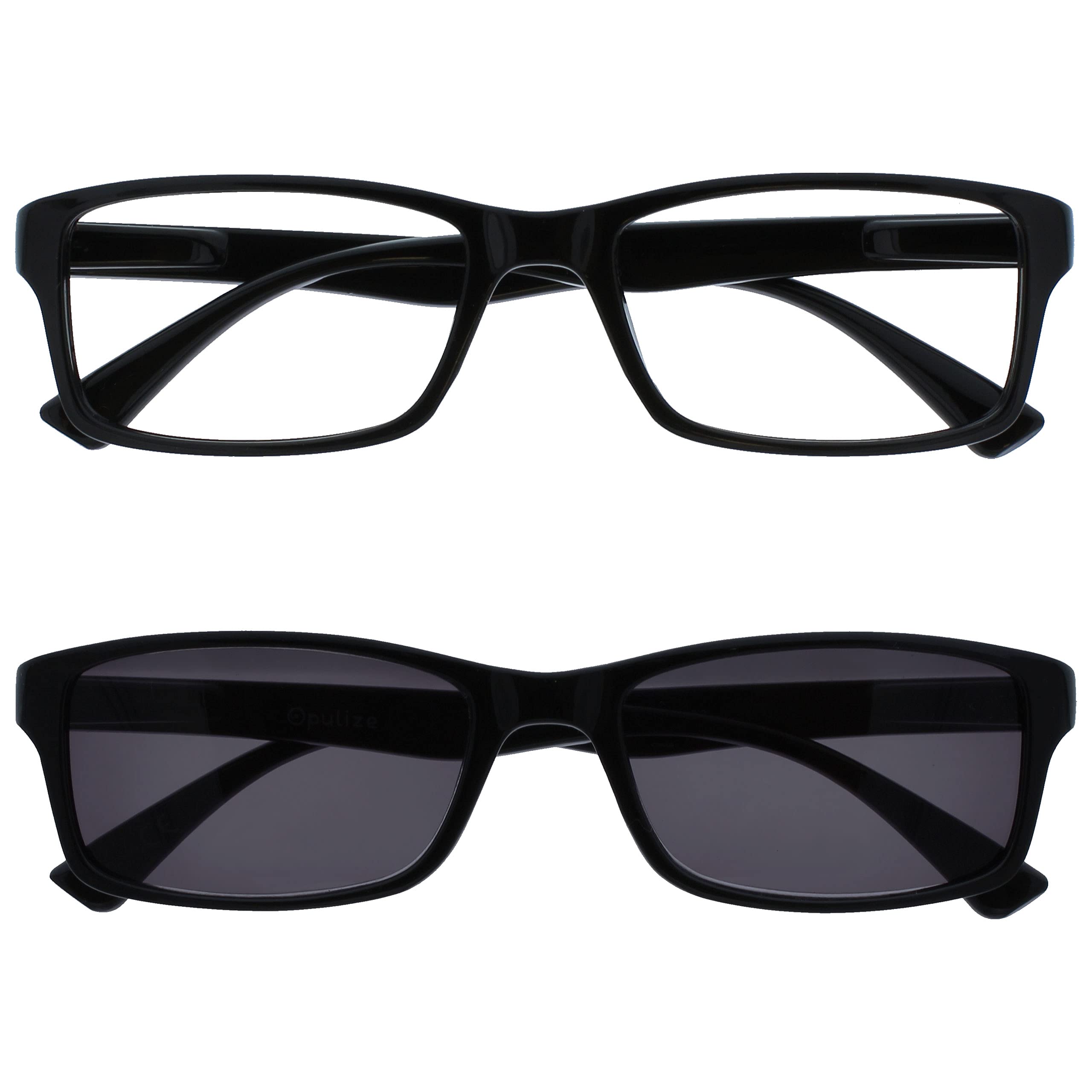 OPULIZE PEP Reading Glasses and Reading Sunglasses for Women Men, Large Rectangu