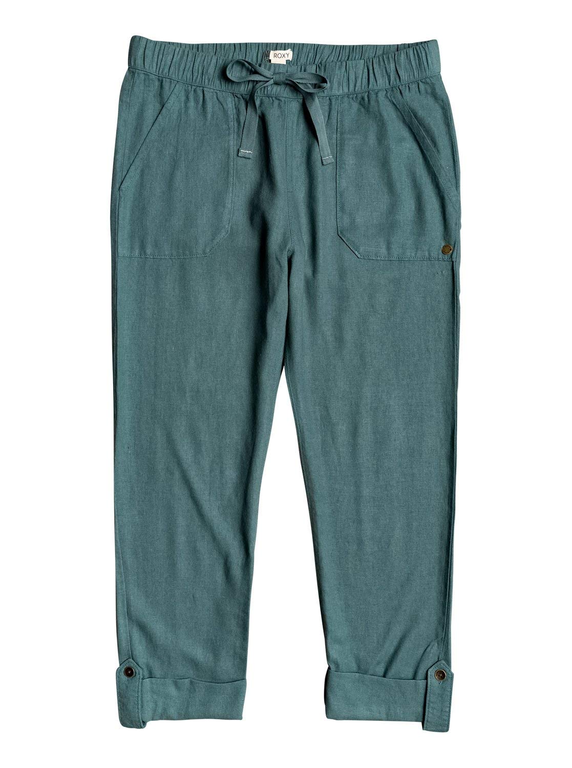 Roxy - On The Seashore - Pantaloni Elasticizzati in Lino da Donna, Pantaloni Ela