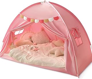 Twin Bed Tent for Kids, Bed Canopy Privacy Sleep Tents for Girls, Pink | Twin Size Bed Tents Breathable Playhouse on Bunk Sleep Inside Drafty Room House Toys for Girl Birthday Gift - 76x 38.5x 47"