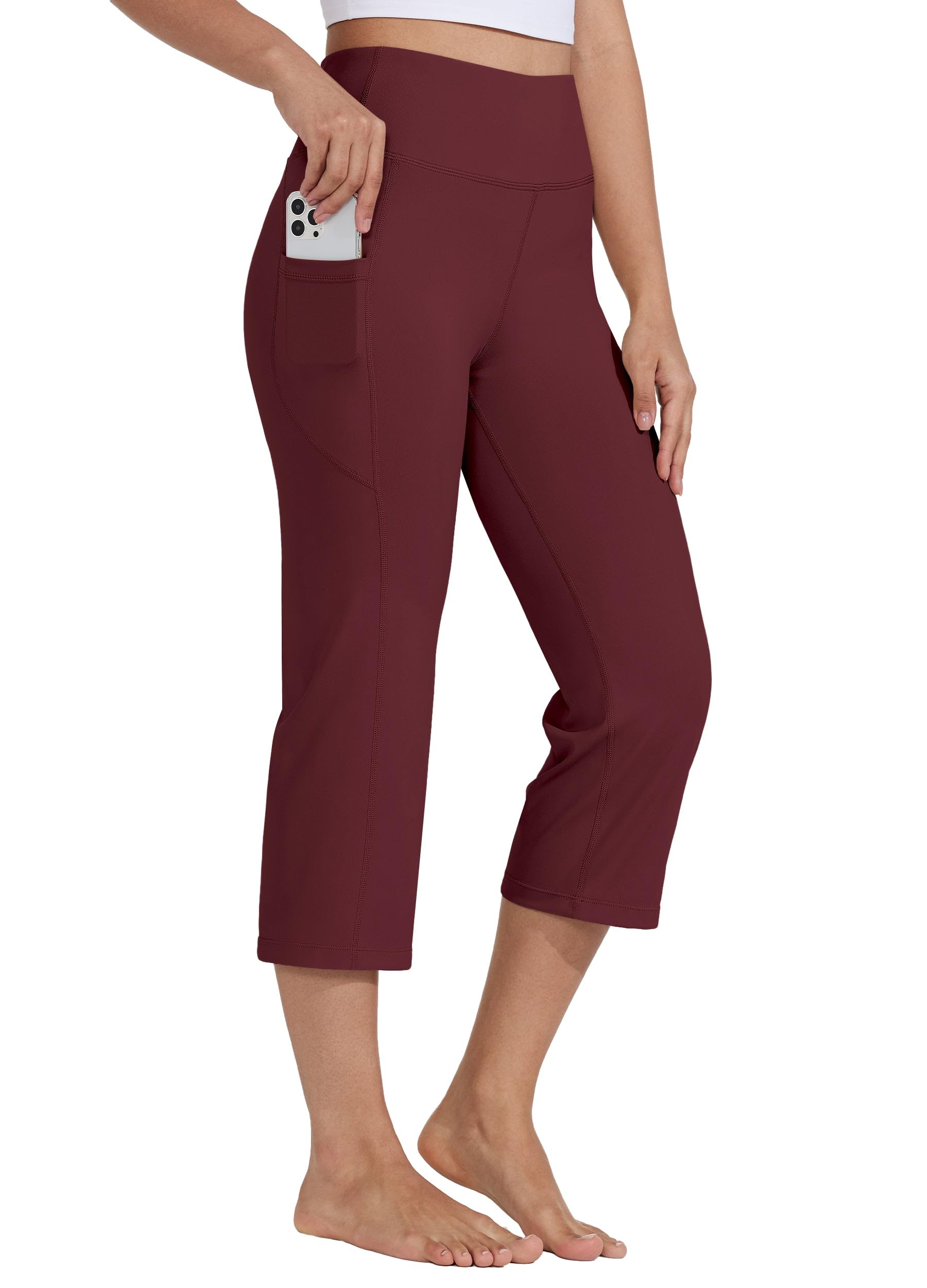 Willit Women High Waist Yoga Leggings Straight Leg Athletic Workout Leggings 21"