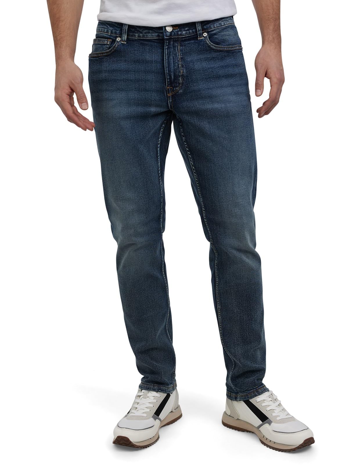 DKNY Bedford Slim Fit Jeans for Men - Tapered Leg Stretch Denim Pants, Classic 5