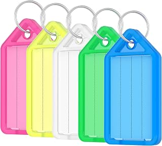 Uniclife 15 PCS Key ID Label Tags Color Keyring Holder Tags with Label Window, Assorted Colors
