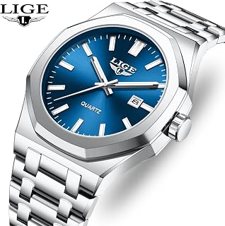 LIGE Quartz Watch for Men - Analogue Designer Big Face Mens Wrist Watches