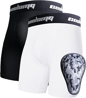 COOLOMG 2-Pack Boys Baseball Underwear with 1 Soft Protective Athletic Cup