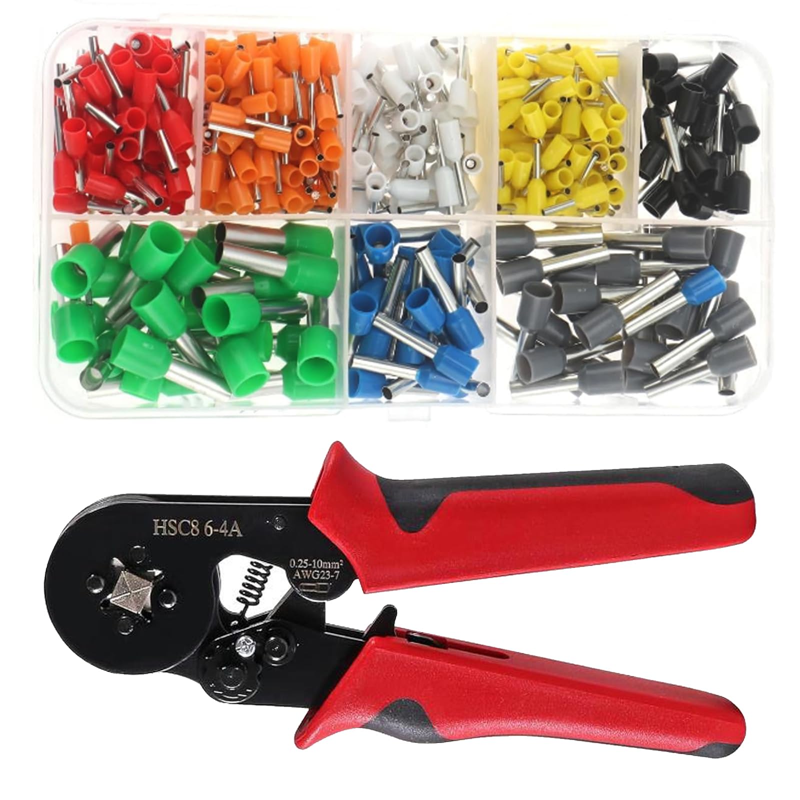 Ferrule Crimping Tool Kit AWG23-7 Self-Adjusting Ratchet Wire Crimping Tool Kit 