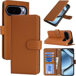 SailorTech Case for Google Pixel 10 Pro XL Genuine Leather with Wallet Card Slot, Flip Folio Book Case with Kickstand Leather Protective Shockproof Phone Cover for Pixel10 ProXL Purse Case-Dark Brown