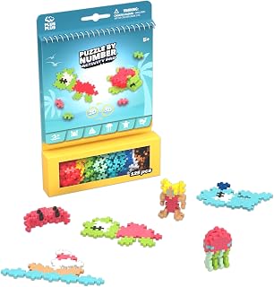 PLUS PLUS - 125 Pcs 12 x 20 mm Puzzle by Number Activity Pad Ocean | 2D 3D Creative Interlocking Construction Set - Imagination Educational STEM Toys for Kids - Building Blocks - 5 to 12 Years