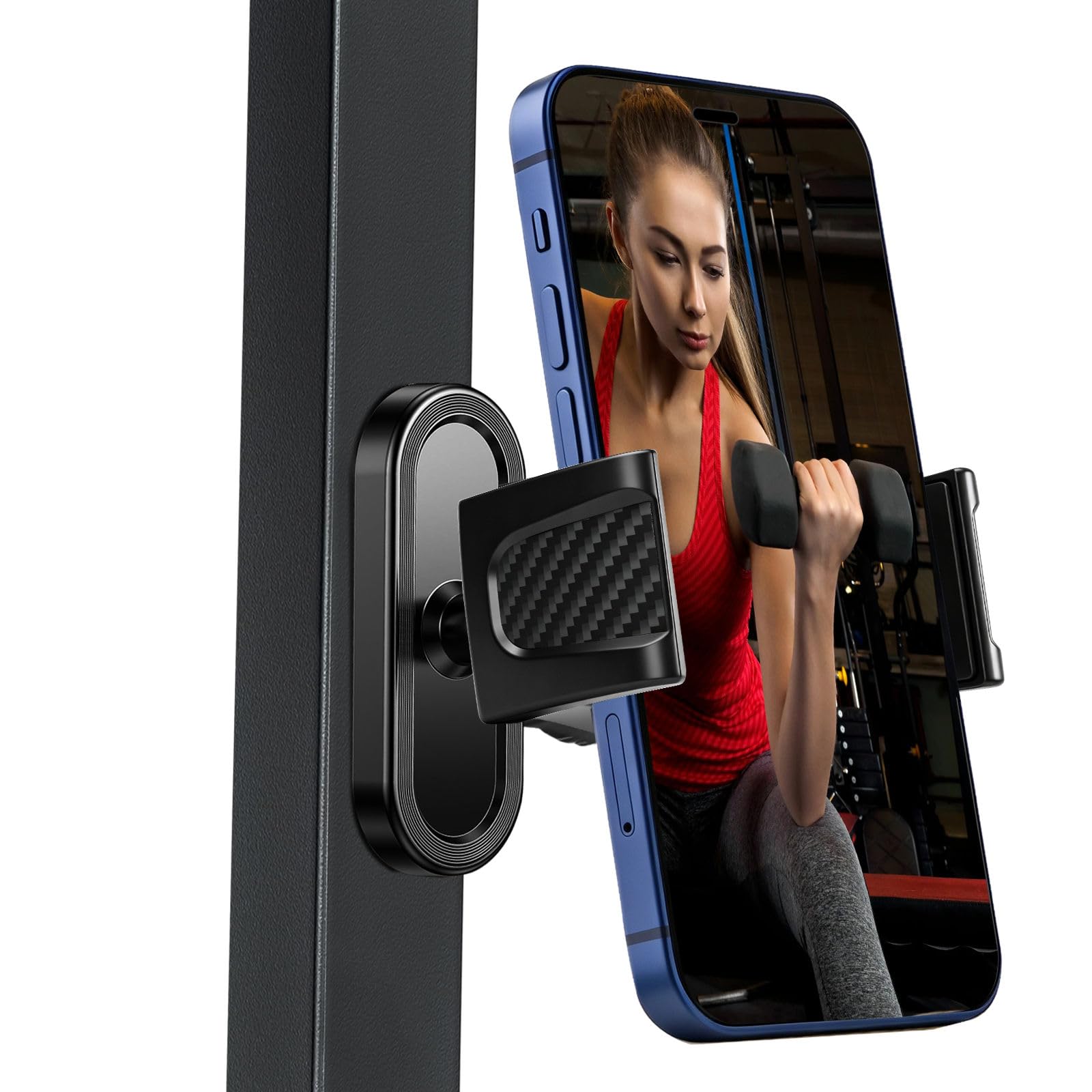HOYXUN Magnetic Phone Holder for Gym, 360° Adjustable | Gym Phone Mount with Str