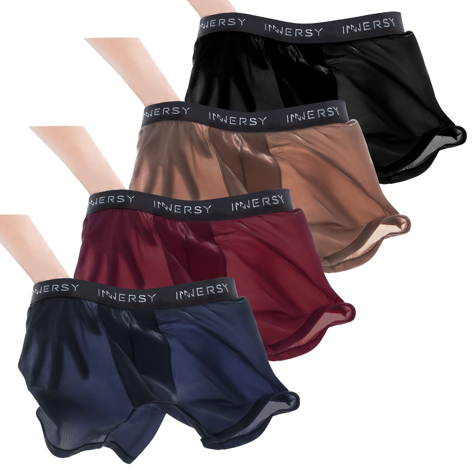 INNERSY Mens Boxers Shorts Multipack Mesh Sports Underwear Trunks Pack of 4