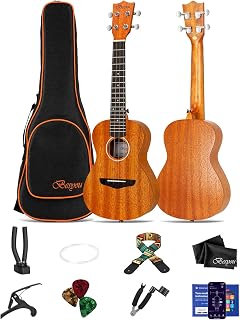 Besyou 23 Inches Ukulele Uku Beginner Kids Adult Student Wooden Mahogany Concert Travel Ukelele Kits with Guitar Wall Rack Gig Bag Strap Carbon Nylon String Picks Cloth Gift Choice (MA)