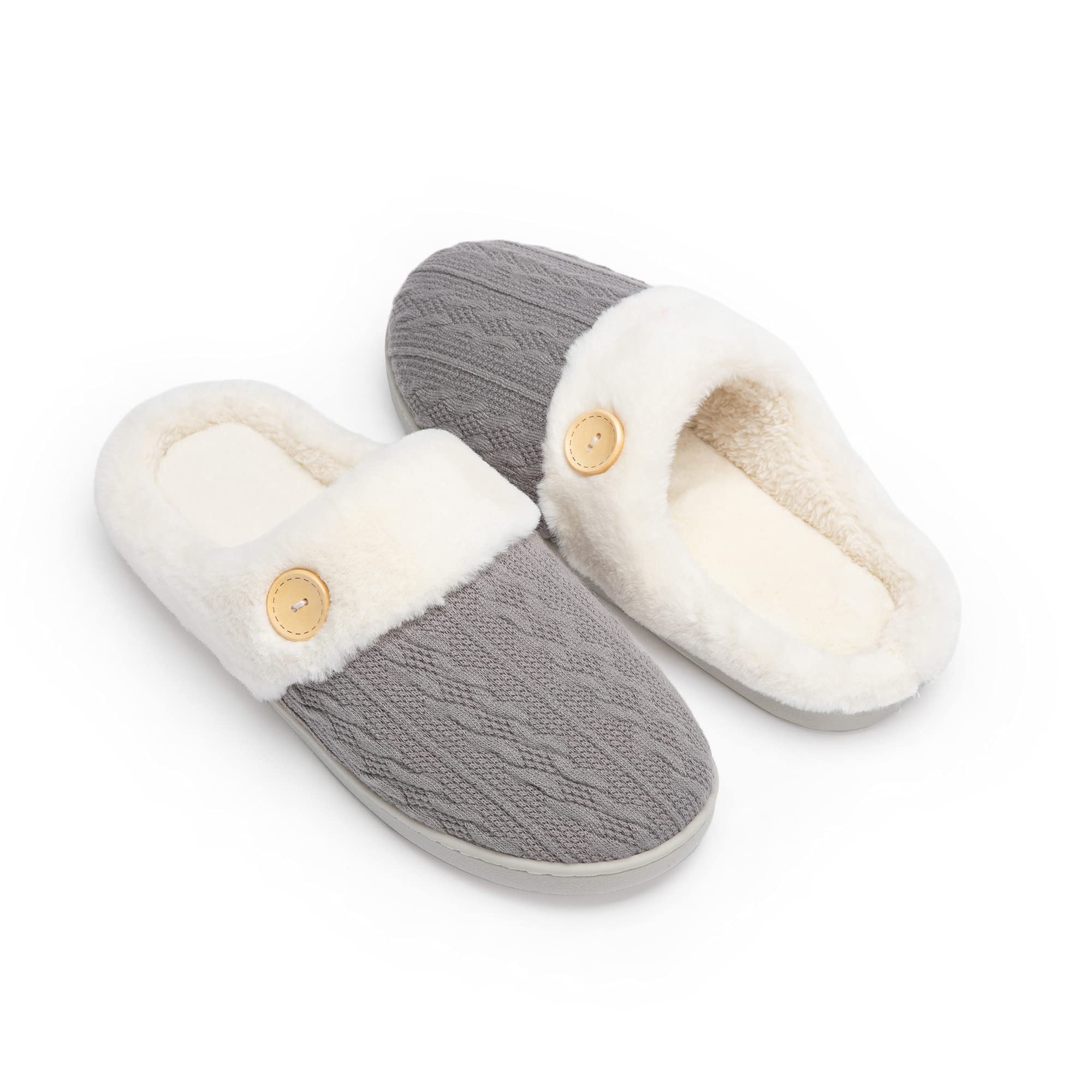 Chantomoo Women's House Slippers Comfortable Memory Foam Plush Bedroom Faux Fur 
