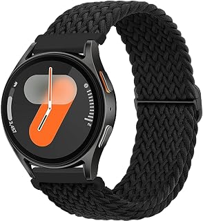 Braided Elastic Watch Strap for Samsung Galaxy Watch 7/6/5/4/FE 40mm 44mm/Watch 6 & 4 Classic 42mm 46mm 43mm 47mm/5 Pro 45mm/3 41mm/Active 2, Nylon Strap for Garmin