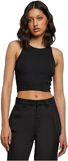 Urban Classics Ladies Cropped Rib Top Women's Top Brown 97% Cotton, 3% Spandex Regular