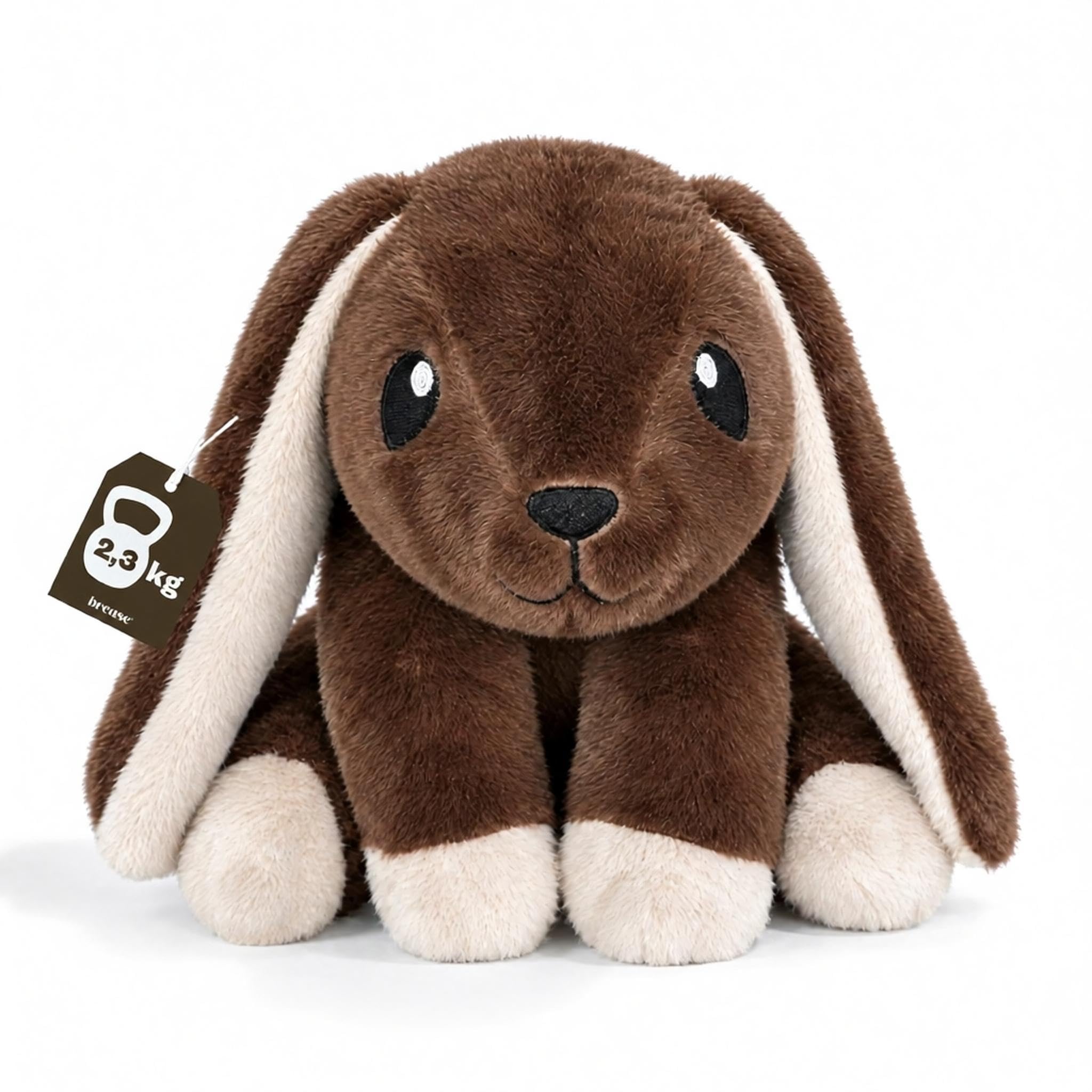 Brease 5 lb Unscented Weighted Brown Rabbit Stuffed Animal - Large, Cute Plush T