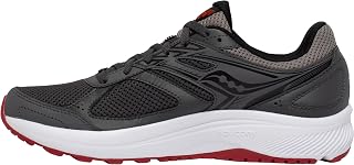 Saucony Men's Cohesion 14 Running Shoe, Charcoal/Red, 9 Medium