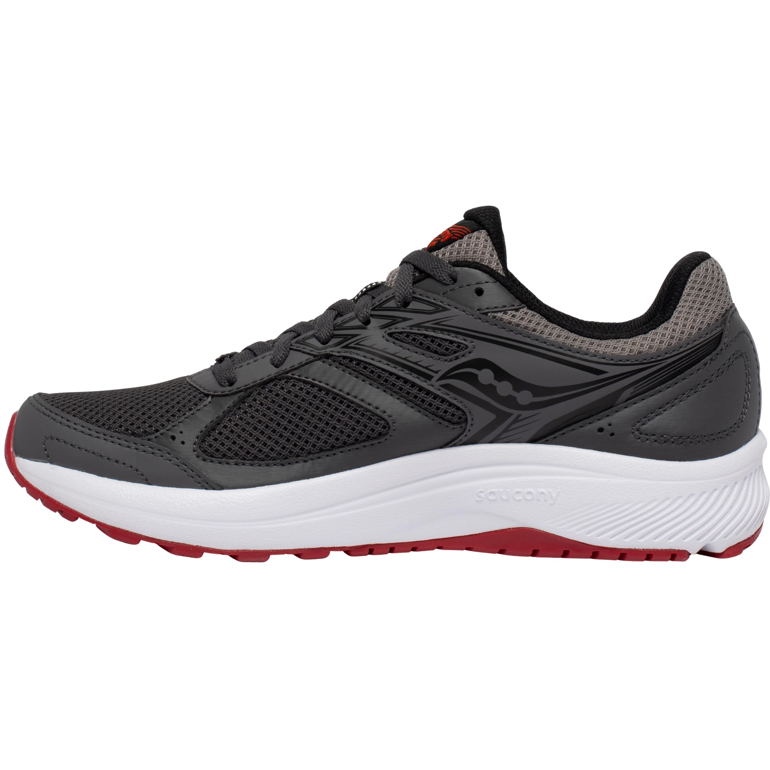 Saucony Men's Cohesion 14 Running Shoe, Charcoal/Red, 9 Medium