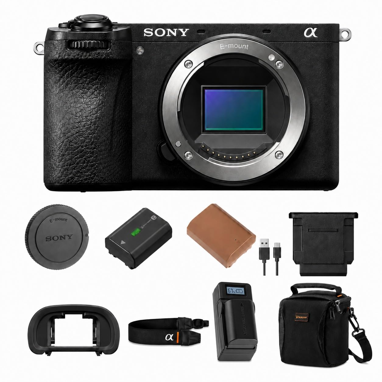 Sony Alpha a6700 Mirrorless Camera Body Bundle with Shoulder Bag, Extra Battery,