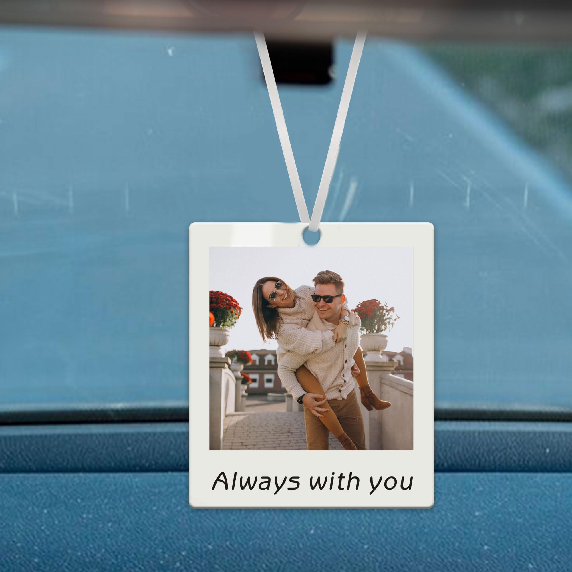 Personalised Photo Car Hanging Ornament Photo Gifts with Any Text White Acrylic 
