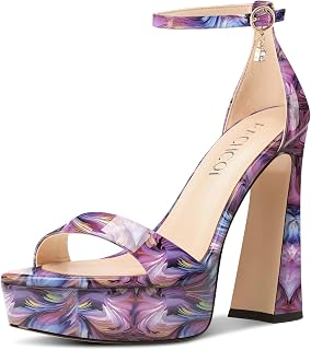 Aachcol Women Platform Sandals Chunky High Heels Open Toe Ankle Strap Block Heel Prom Sexy Dress 13cm Heels
