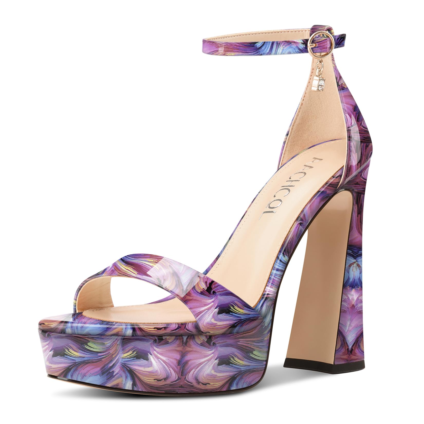 Aachcol Women Platform Sandals Chunky High Heels Open Toe Ankle Strap Block Heel