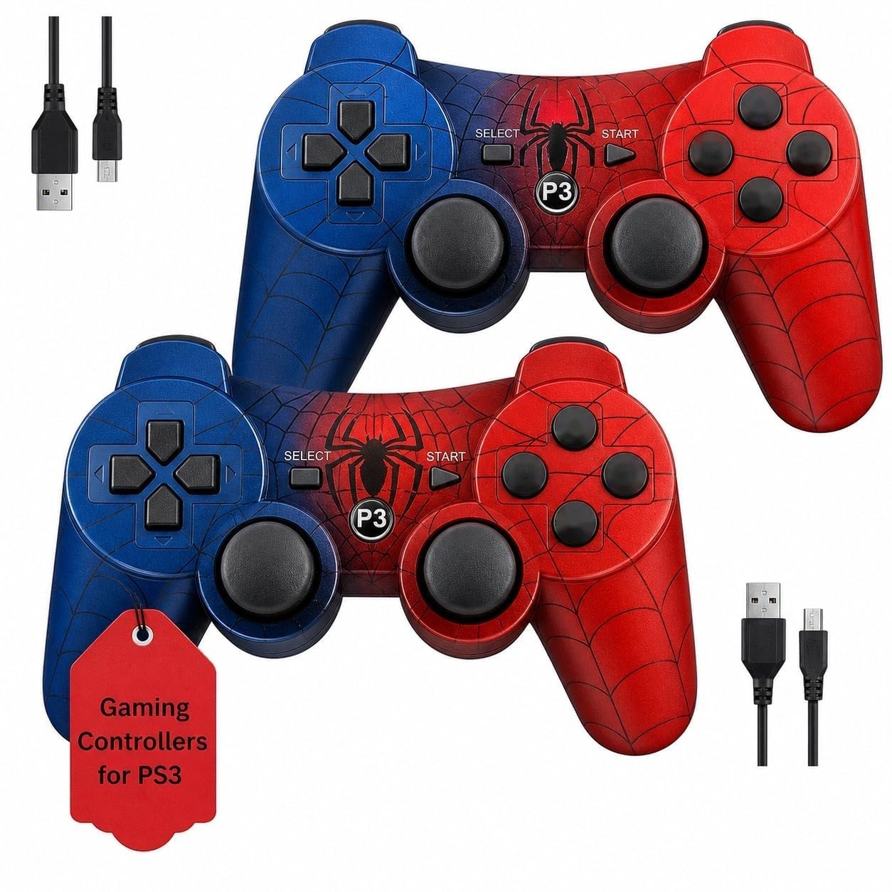 Hopevry 2 Pack PS3 Wireless Controller for Sony PlayStation 3 | Double Shock 3, 