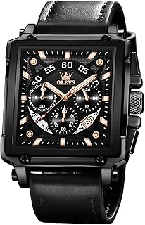 OLEVS Women's Watches Green Leather Strap Fashion Analog Quartz Diamond Waterproof Wristwatches for Women, Black Leather Silver, Chronograph