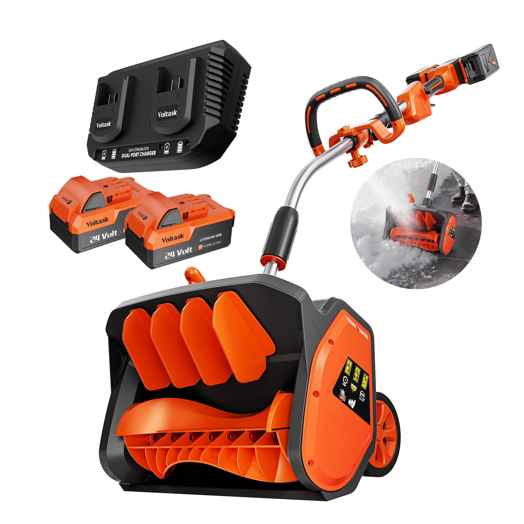 VOLTASK Cordless Snow Shovel, 48V | 17-Inch Cordless Snow Blower, Battery Snow B