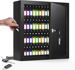 100 Keys Key Cabinet with Drop Slot , Anti-Theft Key Lock Box with Key Tags | Key Organizer Wall Safe for Car Office House Garage Rental Business