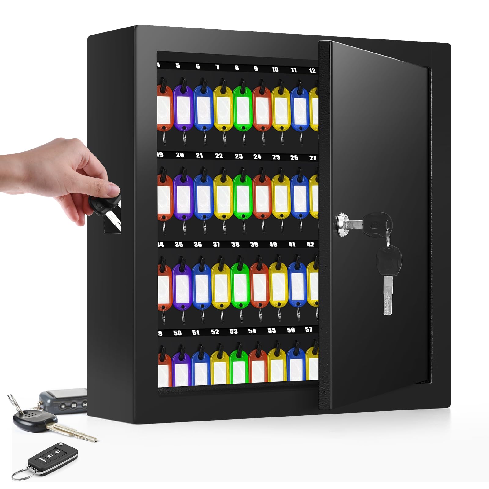 100 Keys Key Cabinet with Drop Slot , Anti-Theft Key Lock Box with Key Tags | Ke