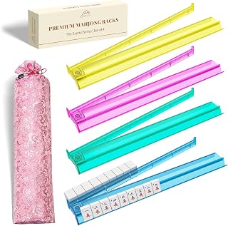 Mahjong Racks With Pushers Set of 4, 4 Color Clear Acrylic Tile Rack | mahjong pushers and racks, Mahjong Accessories with travel storage bag for American mahjong games or gifts