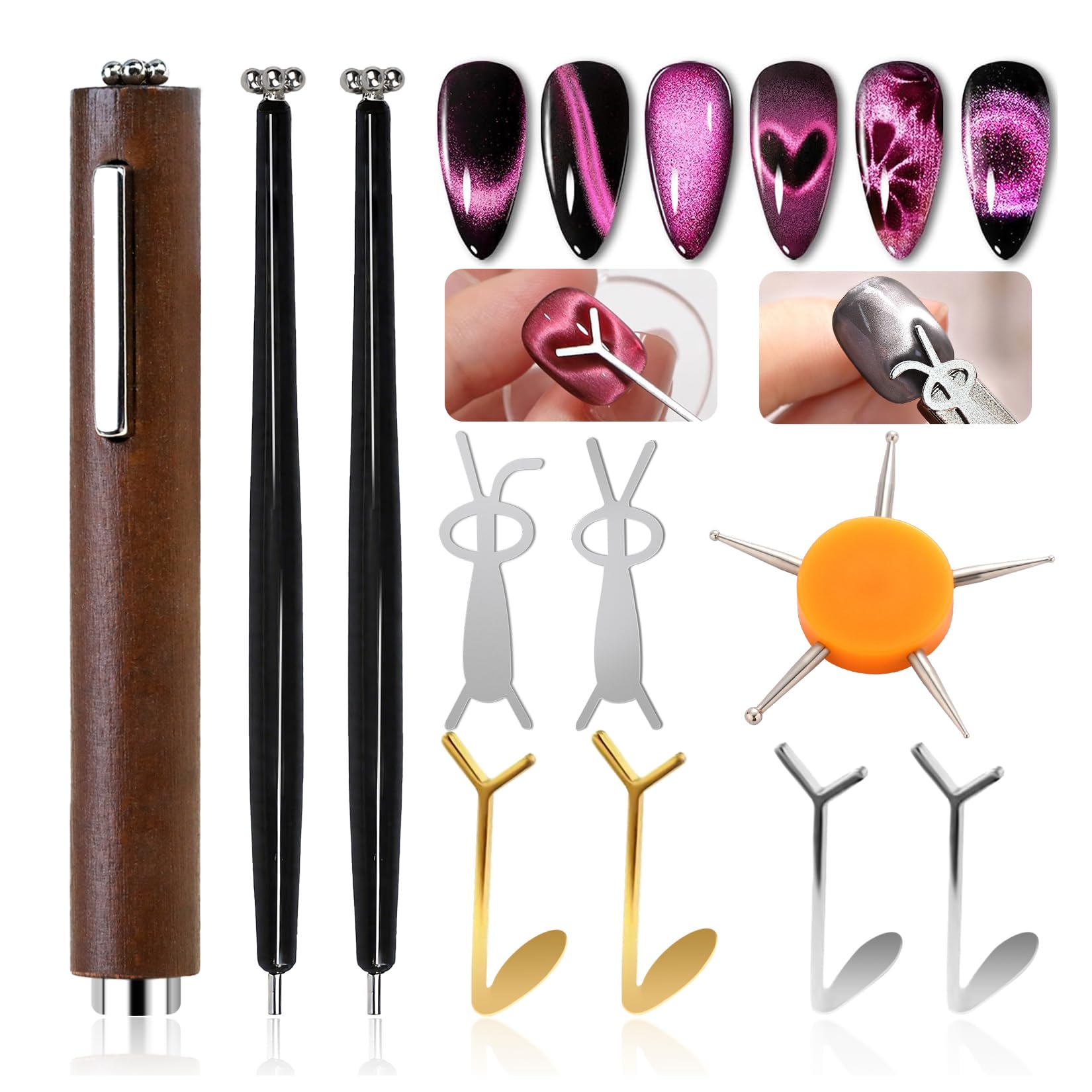 Cat Eye Magnetic for Nail Cat Eye Gel Nail Polish Magnet Tools Set Nail Salon Ar