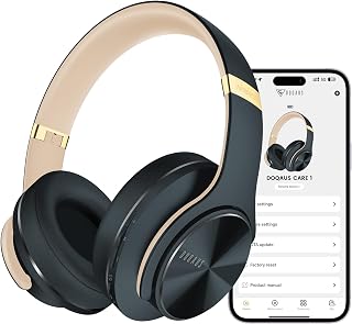 DOQAUS Bluetooth Headphones Over Ear, 9 EQ Mode, 90H Playtime, APP Control | Bluetooth 5.4 Wireless Headphones, Hifi Stereo Sound, ENC Mic, Soft Earpad, Foldable, Leightweight , for Travel Office Phone
