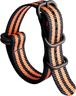 BINLUN Bracelet de Montre en Nylon Balistique Militaire Remplacement Tissu pour Hommes Femmes 18mm 19mm 20mm 21mm 22mm 23mm 24mm avec Noir/Argent Boucle