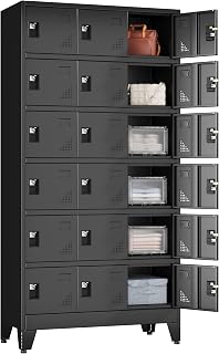 erosoei Metal Lockers for Employees, 18 Doors Metal Storage Locker | with Card Slot and Ventilation Holes, Steel Employee lockers for Home Office School Gym Garage, Requires Installation.