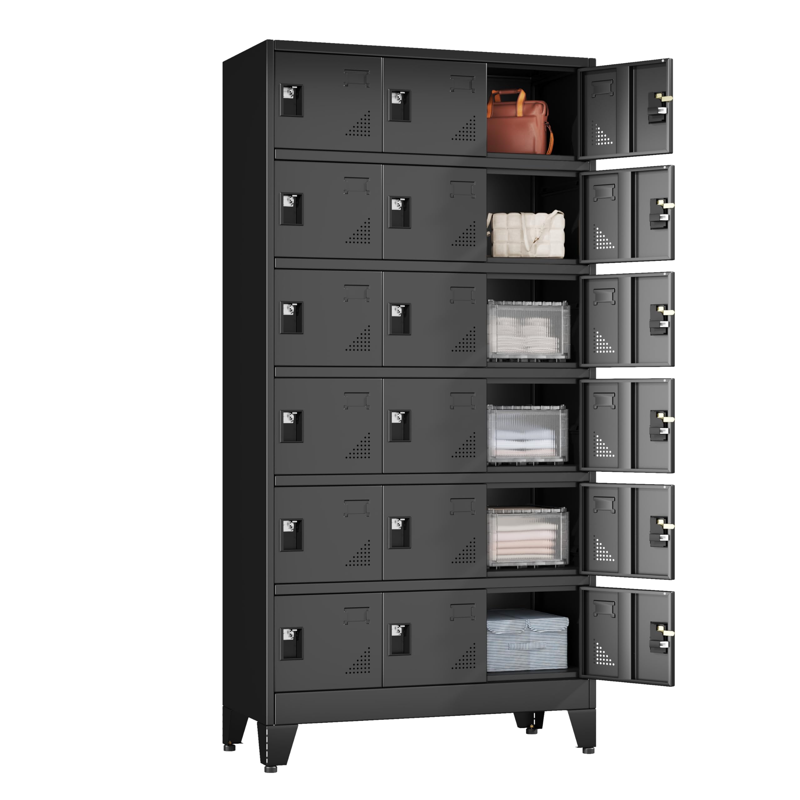 erosoei Metal Lockers for Employees, 18 Doors Metal Storage Locker | with Card S
