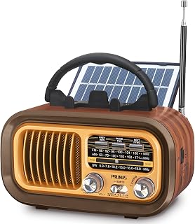 PRUNUS J-150 Portable Radio AM FM SW Bluetooth Speaker,TF Card/USB Playback | Retro Radios Vintage Transistor with Best Sound, Solar/D Battery Operated/USB Charging, TWS